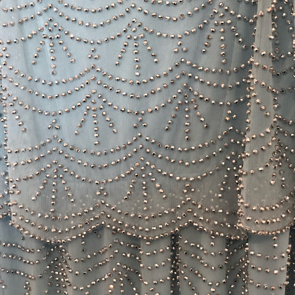 Light Blue Silver Beaded Xscape Dress Size 6 Gem